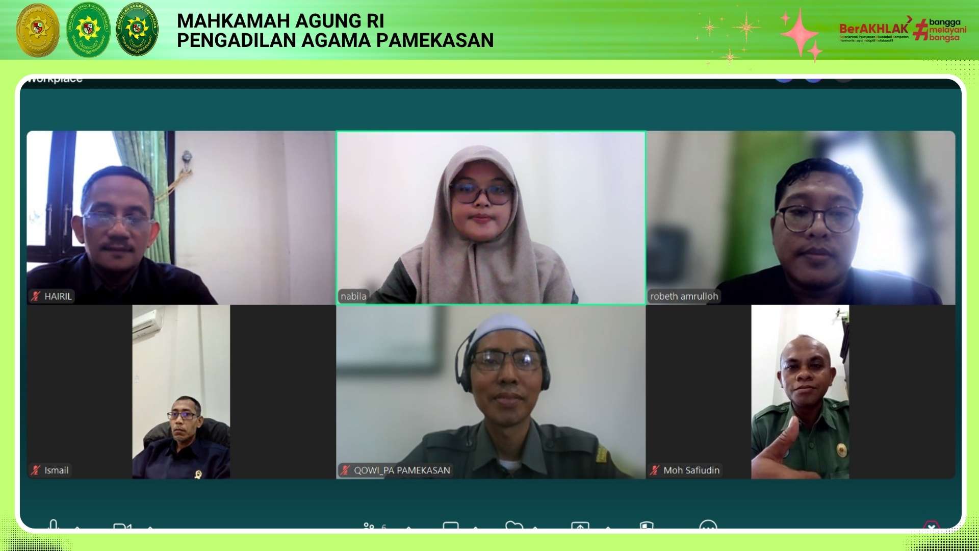 Akselerasi Pembangunan Zona Integritas. Tim Area IV PA Pamekasan Gelar Rapat Koordinasi Daring